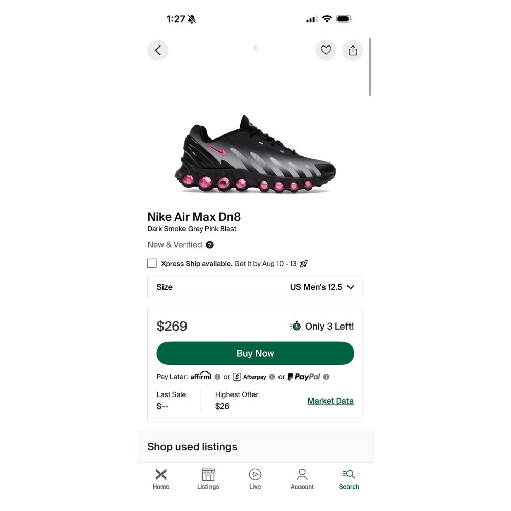 Nike Air Max Dn Smoke Grey Fireberry Black IH4119-004 Mens 12.5 Running Shoes - Picture 9 of 9